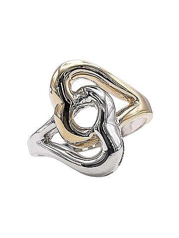 Tiffany & Co. TIFFANY&amp;Co. Tiffany Double Open Heart Ring, SV925 K18YG 7785, Silver, Women's (view 1)