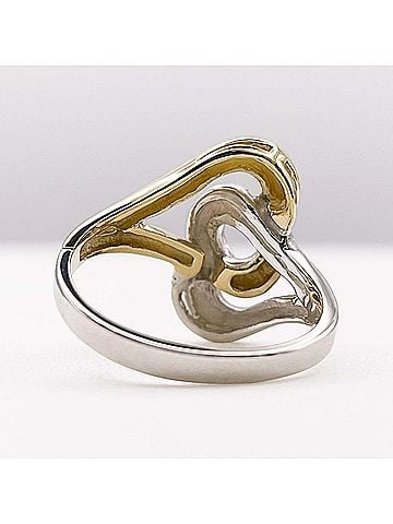 Tiffany & Co. TIFFANY&amp;Co. Tiffany Double Open Heart Ring, SV925 K18YG 7785, Silver, Women's (view 2)