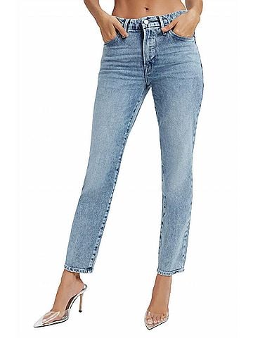 Good American Classic High Waist Straight Leg Jeans in Indigo301 (view 2)