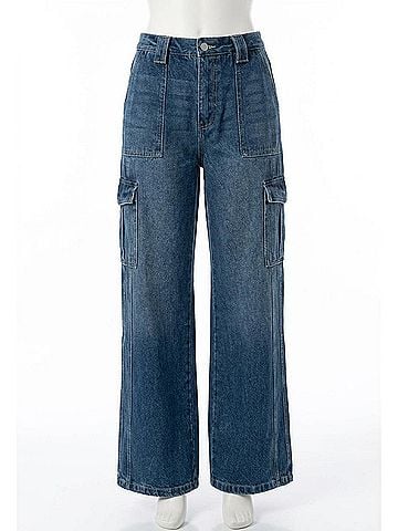 KANCAN JEANS Cam Cargo Jean in Dark Wash (view 1)