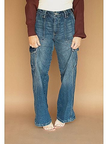 KANCAN JEANS Cam Cargo Jean in Dark Wash (view 2)