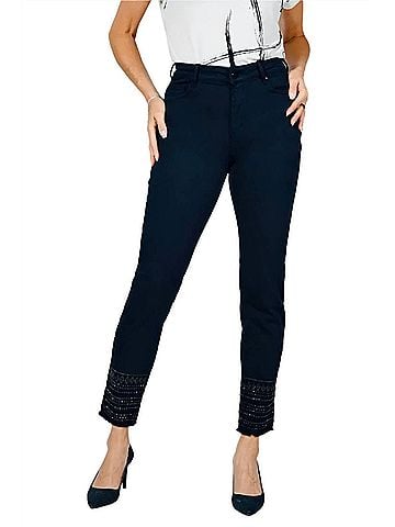 Frank Lyman Design Comfortable Straight Leg Jeans in Navy (view 2)