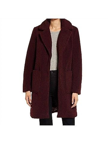 French Connection Women's Vegan Faux Fur Jacket in Wine (view 2)