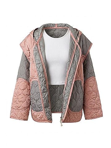 Pol Sleeveless Hoodie Vest in Salmon Grey Multi (view 1)