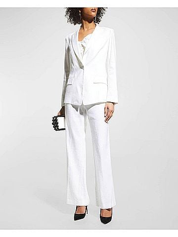 Milly Avery Linen Blazer in White (view 2)