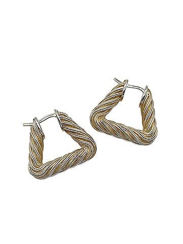 Bottega Veneta BOTTEGA VENETA Cord Triangle Twist Hoop Earrings, SV925 Silver, Men's &amp; Women's (view 1)