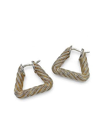Bottega Veneta BOTTEGA VENETA Cord Triangle Twist Hoop Earrings, SV925 Silver, Men's &amp; Women's (view 2)