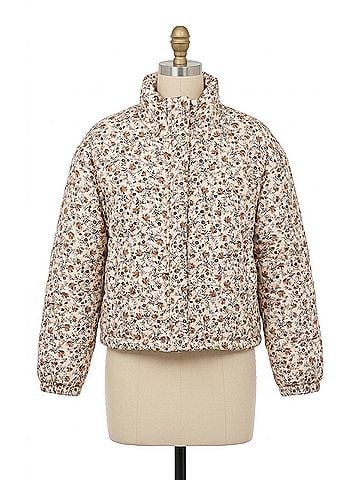 Sadie & Sage Just Looking Floral Cord Jacket in Beige (view 1)
