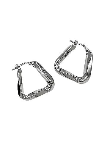 Bottega Veneta BOTTEGA VENETA Essential Twist Triangle Hoop Earrings, SV925 Silver, Men's &amp; Women's (view 1)