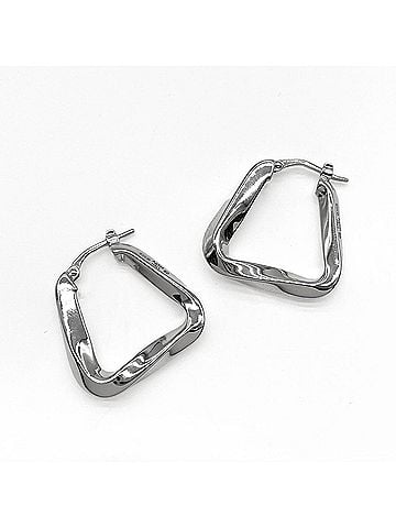 Bottega Veneta BOTTEGA VENETA Essential Twist Triangle Hoop Earrings, SV925 Silver, Men's &amp; Women's (view 2)