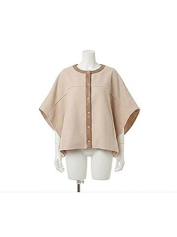 Flying Tomato Woven Felt Capelet in Taupe (view 1)