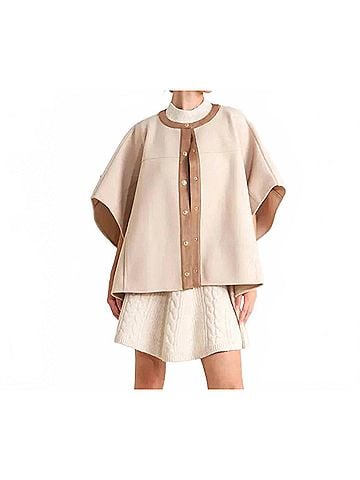 Flying Tomato Woven Felt Capelet in Taupe (view 2)