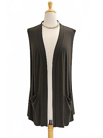Sympli Flounce Gilet in Chocolate (view 2)