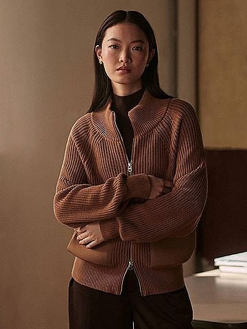 Varley Tessa Knit Jacket in Golden Bronze (view 2)