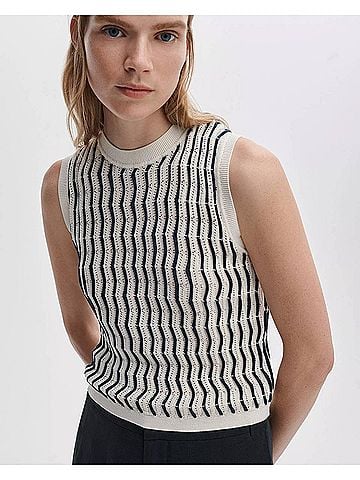 Rag & Bone Leslie Striped Vest in Ivory (view 2)