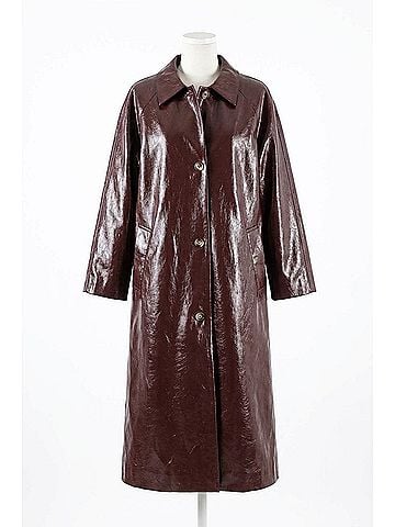 FRNCH Halimi Faux Leather Trench Coat in Bordeaux (view 1)