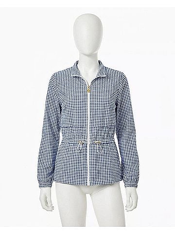 Lilly Pulitzer Upf 50+ Luxletic Romilly Jacket in Starlight Navy Mini Performance Gingham (view 1)