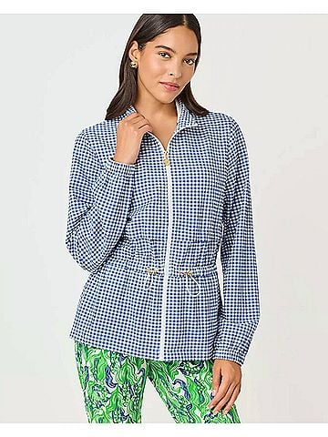 Lilly Pulitzer Upf 50+ Luxletic Romilly Jacket in Starlight Navy Mini Performance Gingham (view 2)