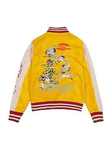 Ed Hardy Women's Koi Cranes Souvenir Jacket in Gold White (view 2)