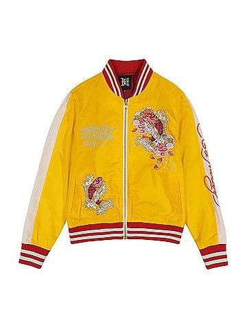 Ed Hardy Women's Koi Cranes Souvenir Jacket in Gold White (view 1)