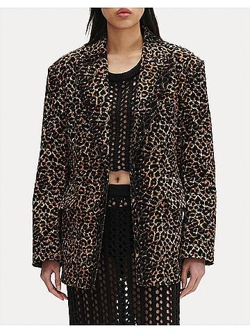 Rachel Comey Abel Leopard Print Corduroy Blazer in Black (view 2)