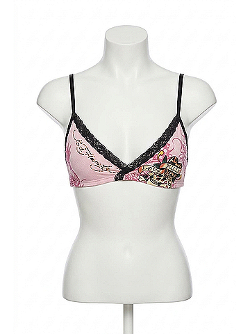 Ed Hardy Love Kills Slowly Leopard Skull Bralette Bra in Bubble Gum (view 1)