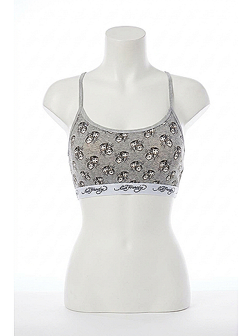 Ed Hardy Dice Elastic Bralette in Heather Grey (view 1)