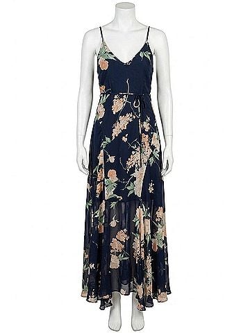 Dress Forum Key To My Heart Floral Flared Hem Maxi Dress in Navy (view 1)