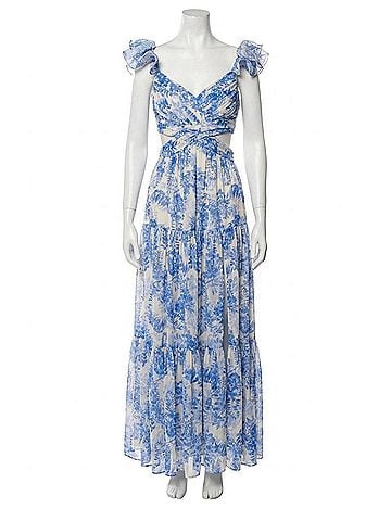 Astr Fritillaria High Slit Maxi Dress in Blue (view 1)