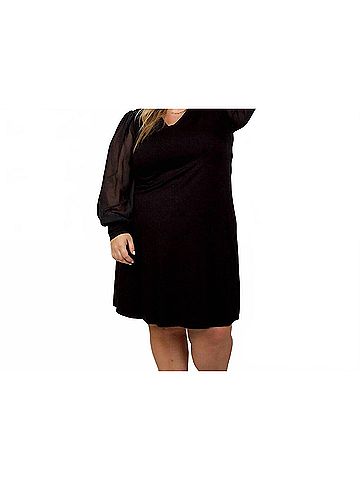 Karen Kane Sheer Sleeve Mini Dress - Plus in Black (view 2)