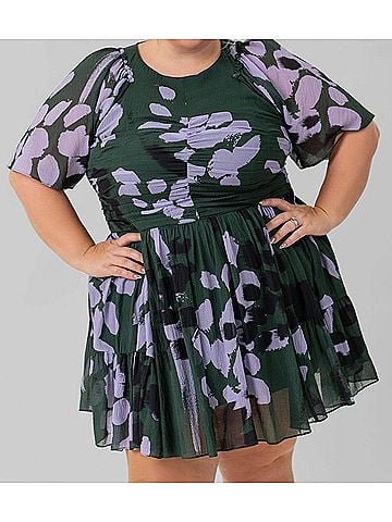 Tanya Taylor Angele Mini Dress - Plus in Emerald (view 2)
