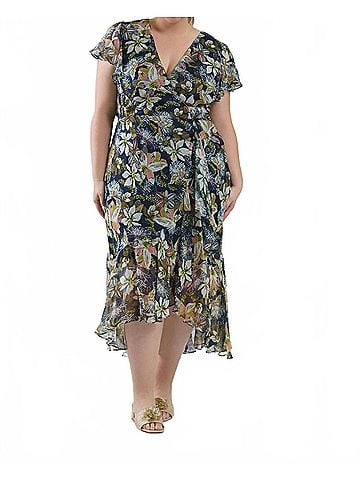 Tanya Taylor Blaire Midi Dress - Plus in Orchid Garden Print (view 2)