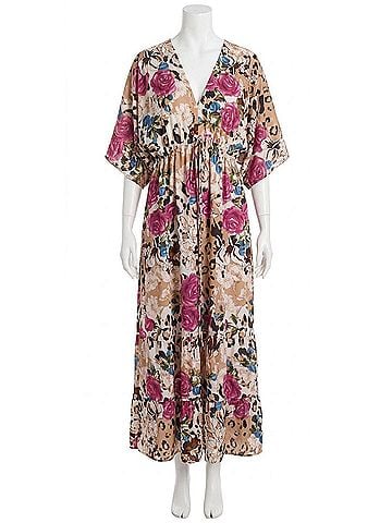 GiGi Moda Leopard Rose Maxi Dress in Cream (view 1)