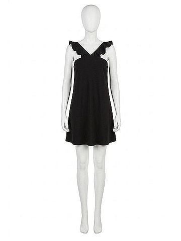 Susana Monaco Ruffle V Strap Trapeze Mini Dress in Black (view 1)