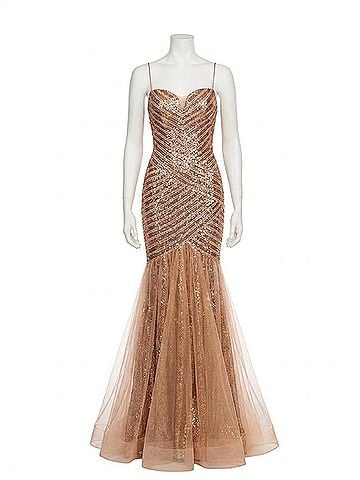 Rachel Allan Long Formal Mermaid Dress in Bronze (view 1)