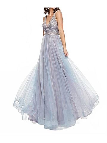 Rachel Allan Tulle A-Line Prom Gown With Ab Stones in Lilac/Powder Blue (view 2)