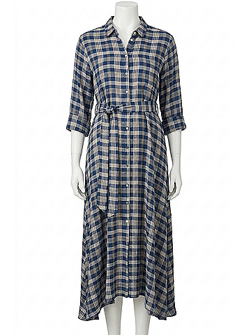 Hatch Maternity The Alyssa Dress in Navy/Beige Plaid (view 1)