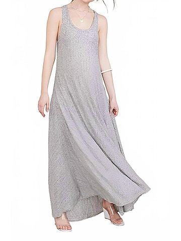 Hatch Gwen Maternity Maxi Dress in White And Charcoal Striped (view 2)