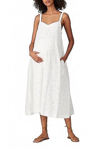 Hatch Maternity The Eyelet Astrid Dress in White (view 2)