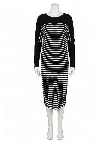 Hatch Lou Maternity Dress in Black Stripe (view 1)