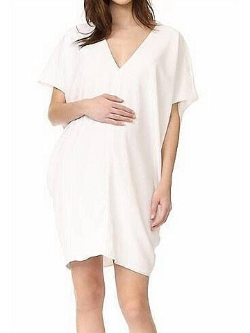 Hatch Slouch Maternity Dress in White (view 2)
