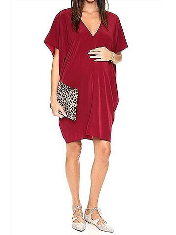 Hatch Slouch Maternity Dress in Scarlet Red (view 2)
