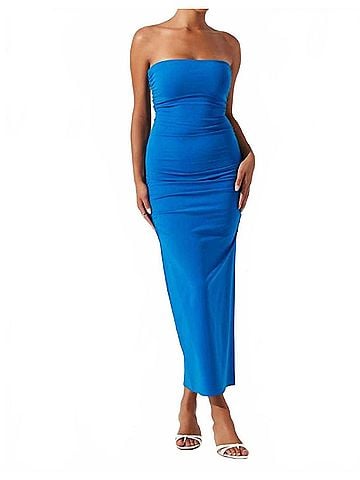 Astr Alize Midi Dress in Blue (view 2)