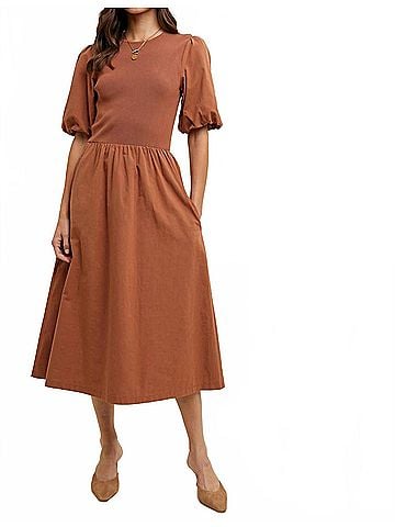 Wishlist Kiara Midi Dress in Tan (view 2)