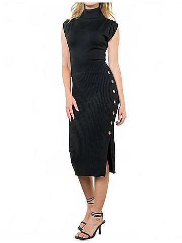 THML Turtleneck Midi Dress in Black (view 2)