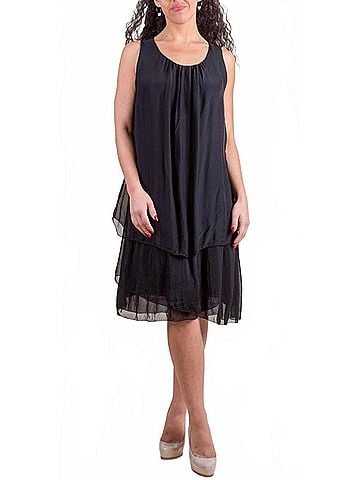 GiGi Moda Agata Silk Midi Dress in Black (view 2)