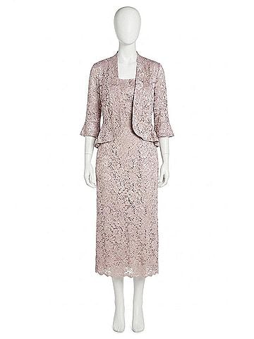 R&M Richards Sequin Lace Two-Piece Jacket Dress in Blush (view 1)