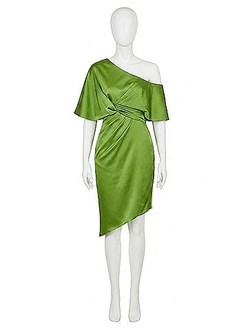 Theia Women's Polly Satin Cocktail Dress in Green (view 1)