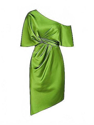 Theia Women's Polly Satin Cocktail Dress in Green (view 2)