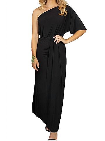 White Birch Nadine One Shoulder Maxi Dress in Black (view 2)